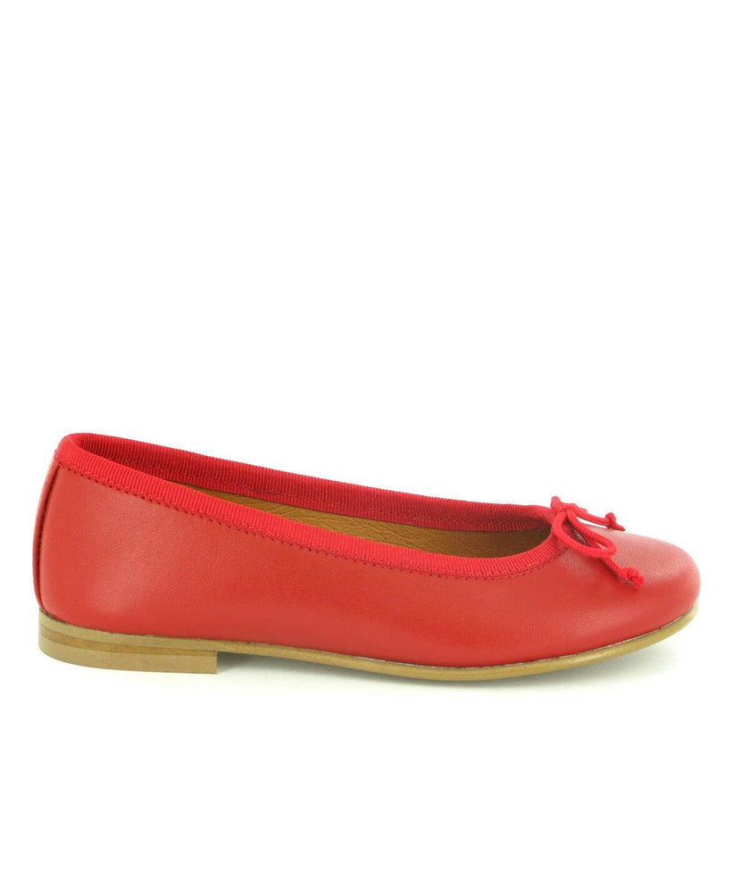 Smooth Leather Ballerinas, Red