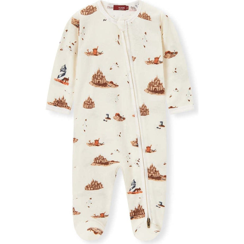 Sandcastle Organic Cotton Zipper Footed Romper