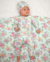 Petals & Posies Bamboo Swaddle & Beanie Set