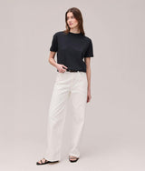 Womens Vintage Jersey Oversized Crop - Recycled Cotton Jersey - Black