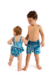 The Desert Island - Full Moon - Girls Ruffle One Piece with Tutu Swimsuit UPF 50+