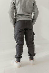 Boys Cargo Fleece Pant in Thunder