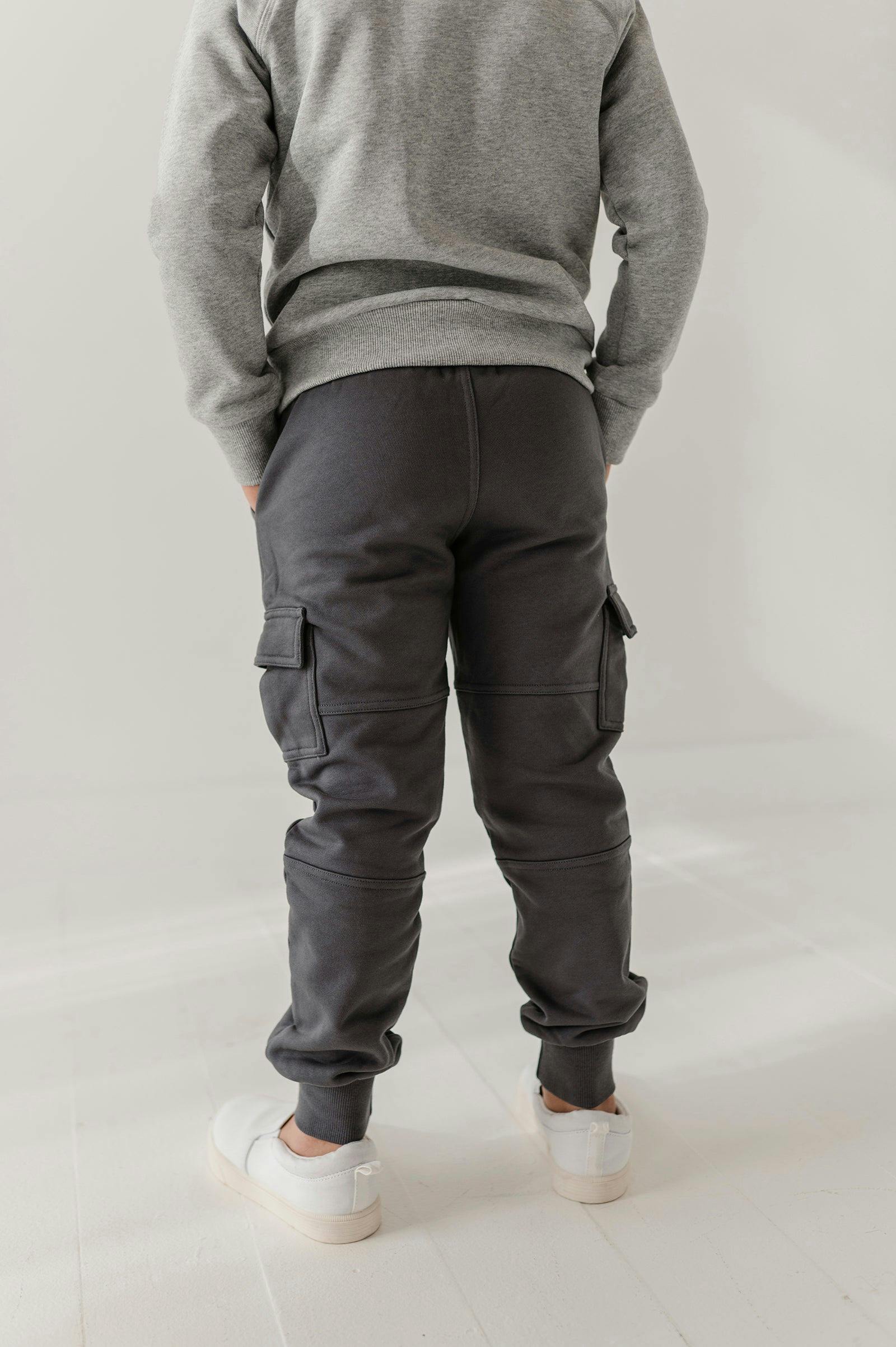 Boys Cargo Fleece Pant in Thunder