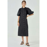 Bubble Linen Dress - Black