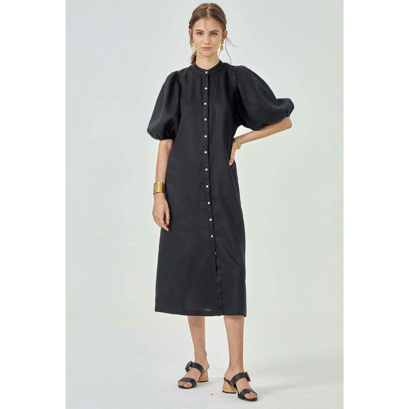 Bubble Linen Dress - Natural