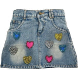 Women's Sparkle Heart Denim Skirt