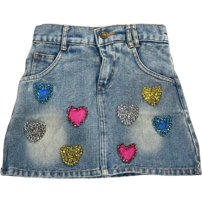 Women's Sparkle Heart Denim Skirt