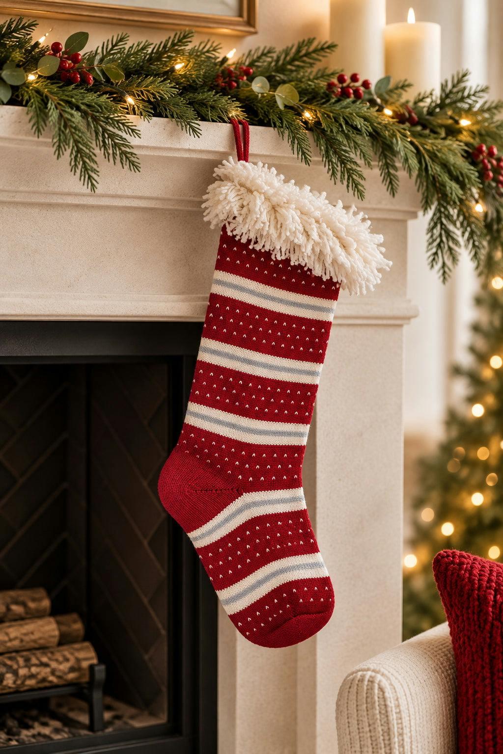 Santa Dot Stripe Stocking