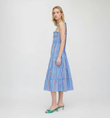 The Ribbon Ellie Nap Dress - Blue Floral Batik Stripe