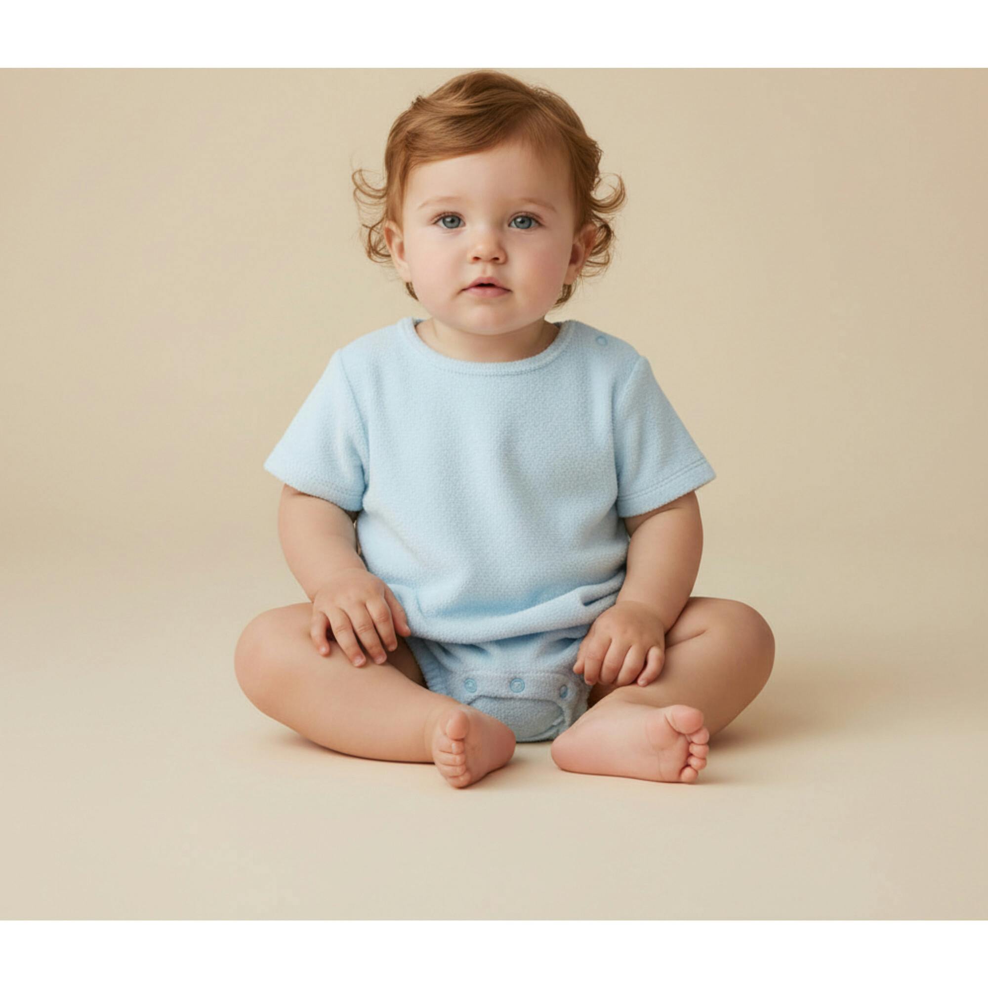 Organic Short Romper - Light Blue