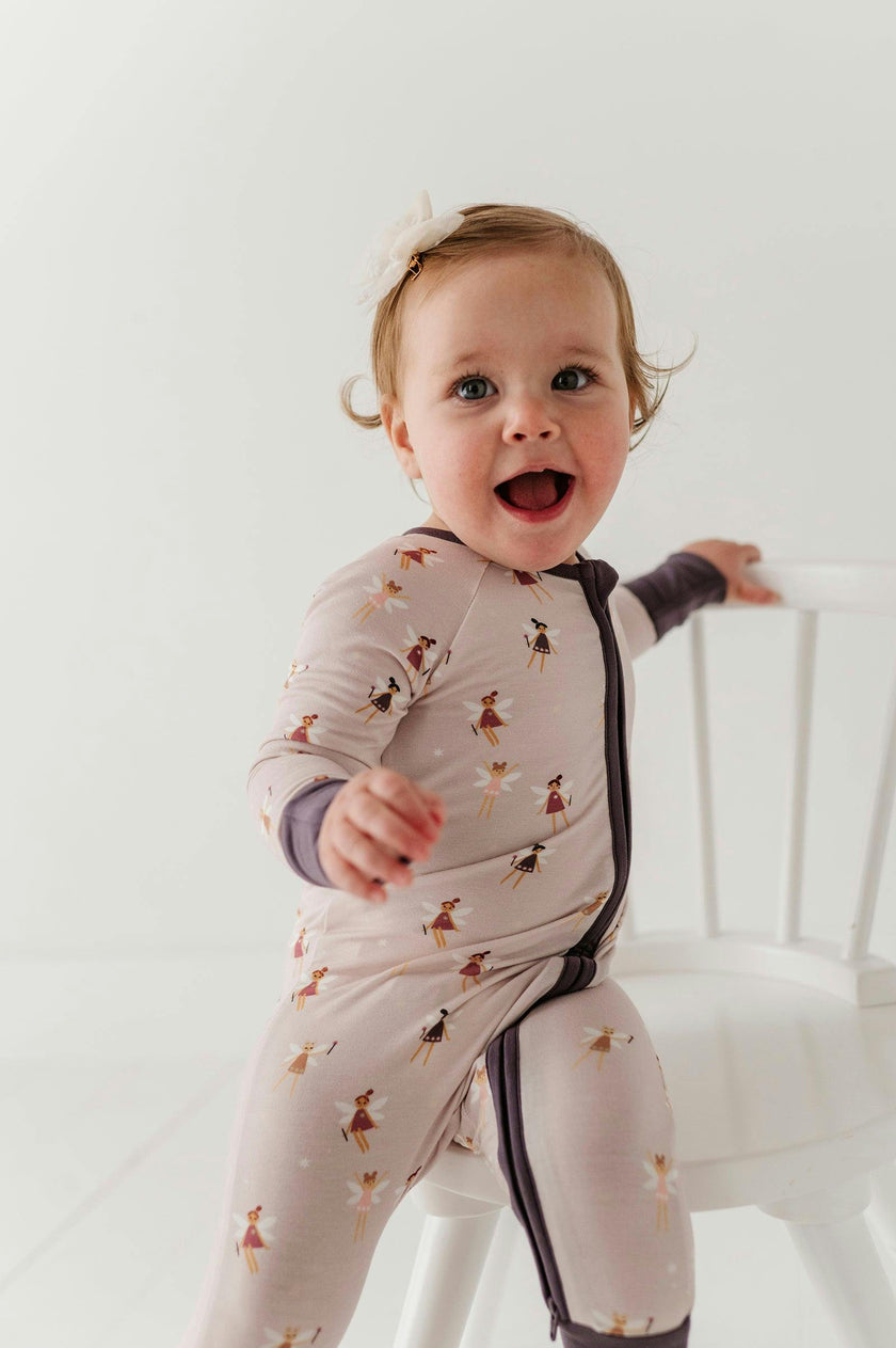 Long Sleeve Zip Romper in Fairies