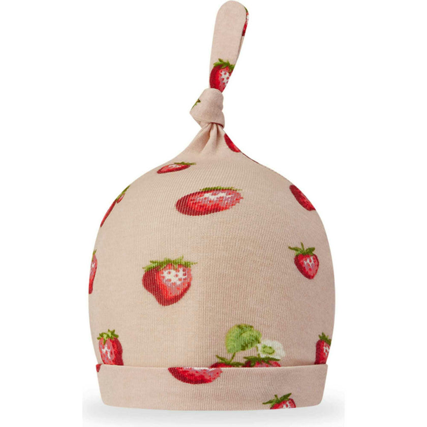 Strawberry Organic Cotton Knotted Beanie Hat