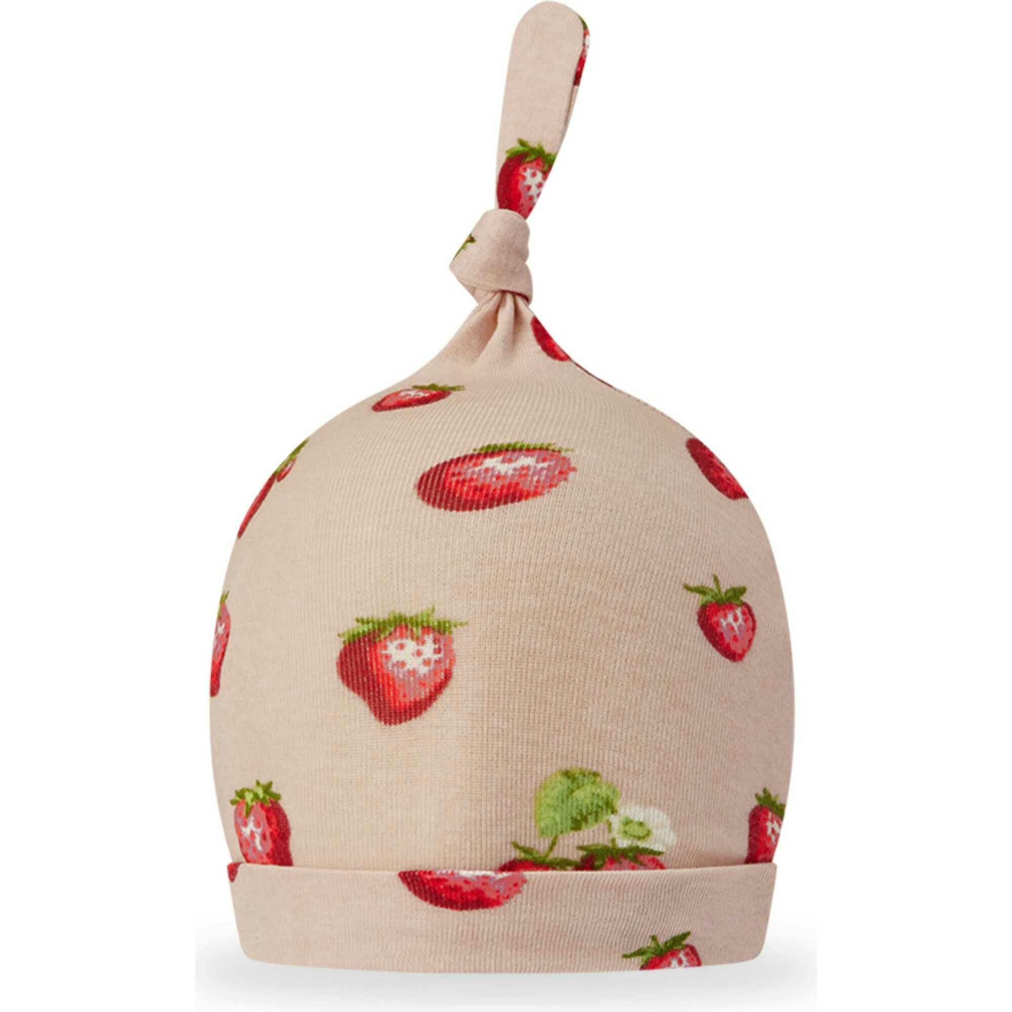 Strawberry Organic Cotton Knotted Beanie Hat