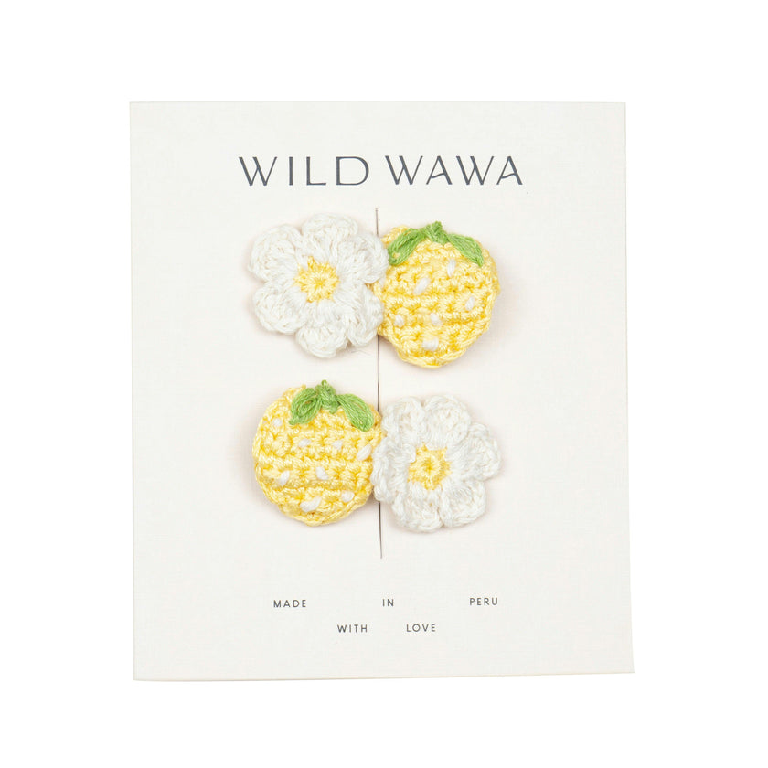 Crochet Clip Set in Lemon Twist