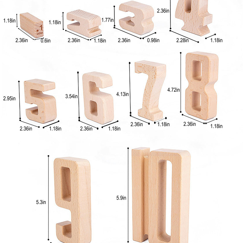 Avenlur Montessori Wooden Number Height Blocks – Self-Correcting Math Learning Set