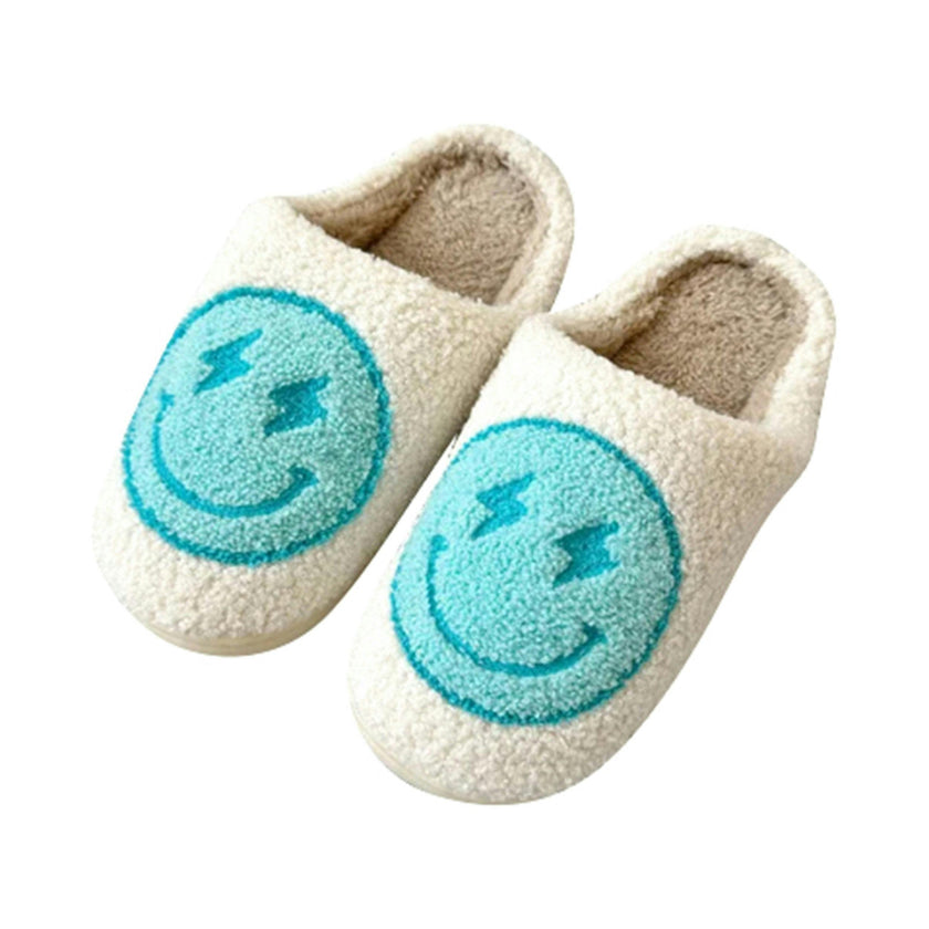 Tweens Plush Slippers with a Happy Face and Lightning Bolt Eyes