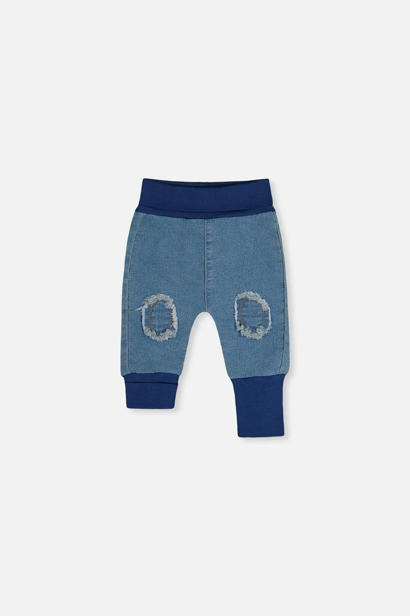 French Terry Denim Evolutive Pants Light Blue Denim