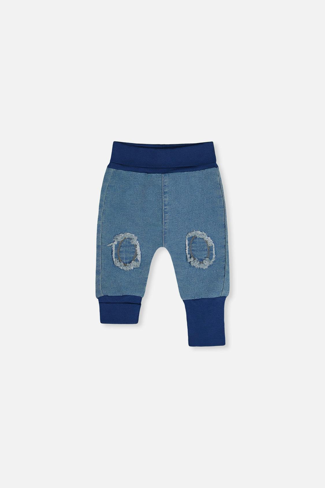 French Terry Denim Evolutive Pants Light Blue Denim