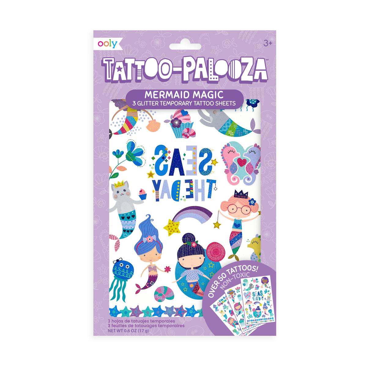 Tattoo-Palooza Temporary Tattoos - Mermaid Magic - 3 Sheets