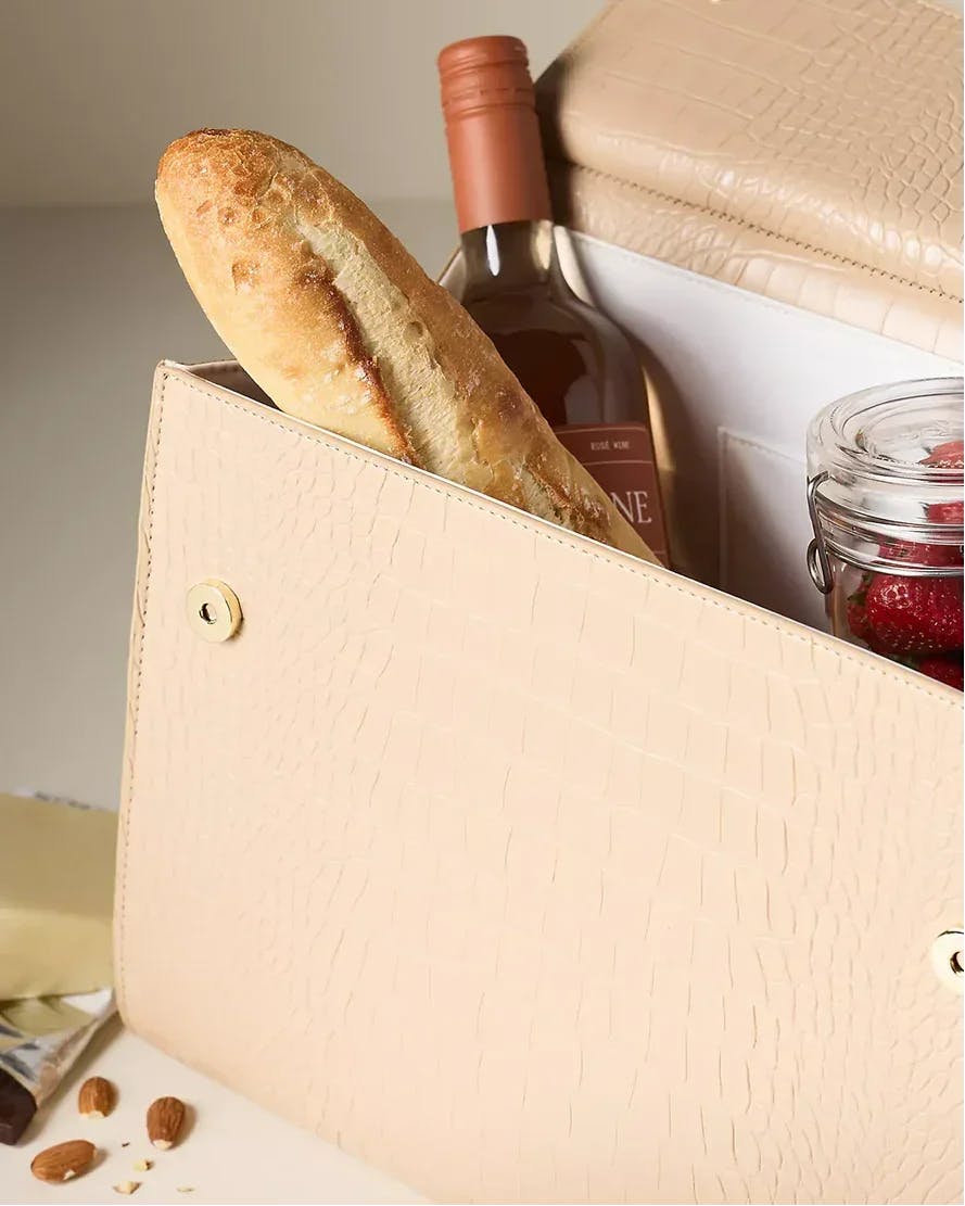 Large, Insulated, Chic Lunchbox, Cream Croc