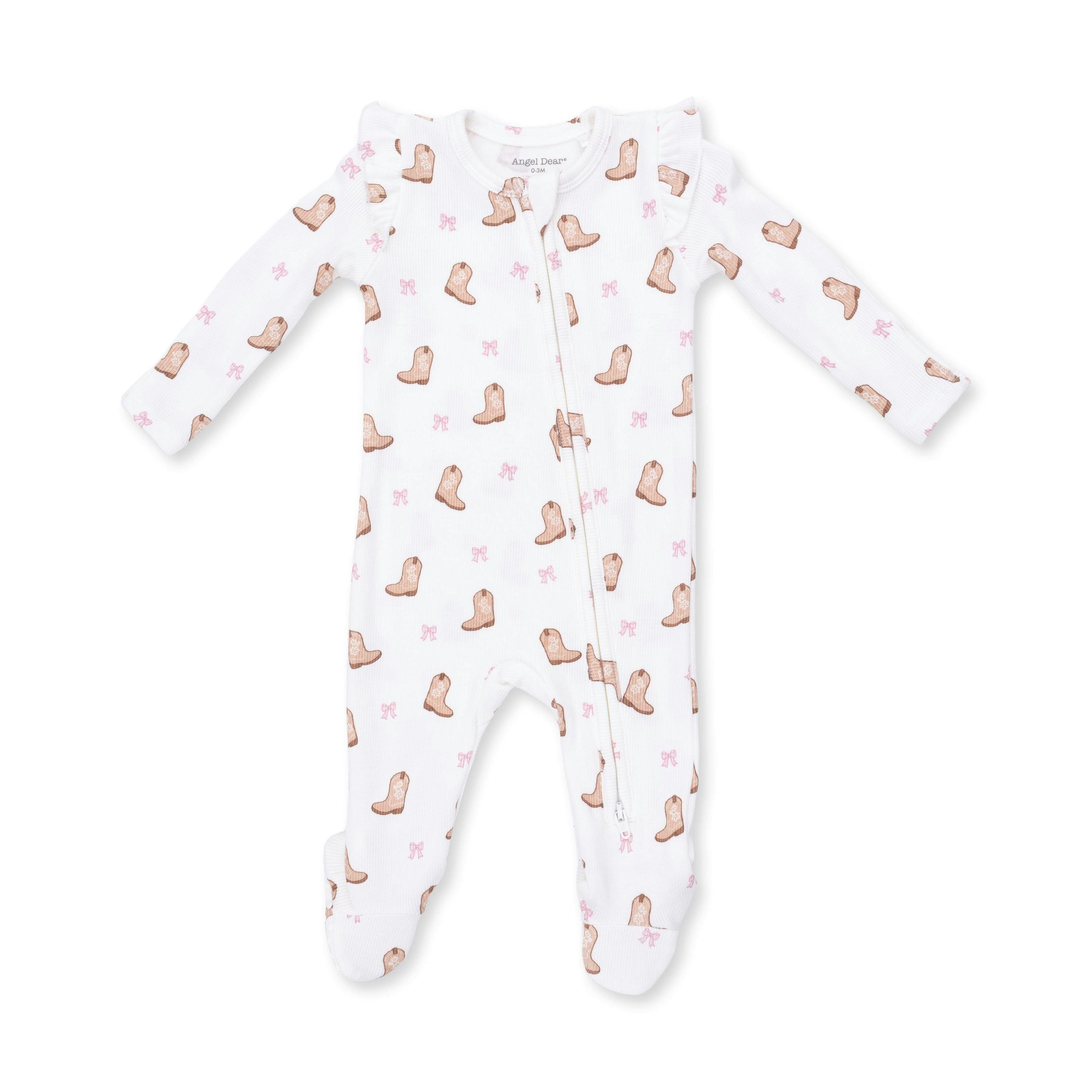 Mini Cowgirl Boots - 2 Way Ruffle Sleeve Zipper Footie