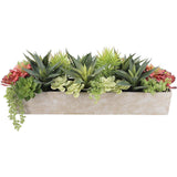 Rectangular Artificial Succulent Arrangement, Natural Planter