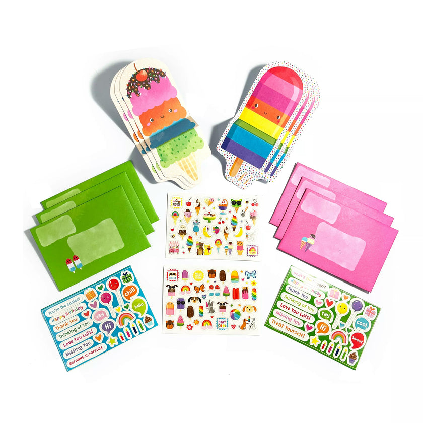 Tiny Tadas! Note Cards and Sticker Set - Sweet Treats - 6 Cards Envelopes