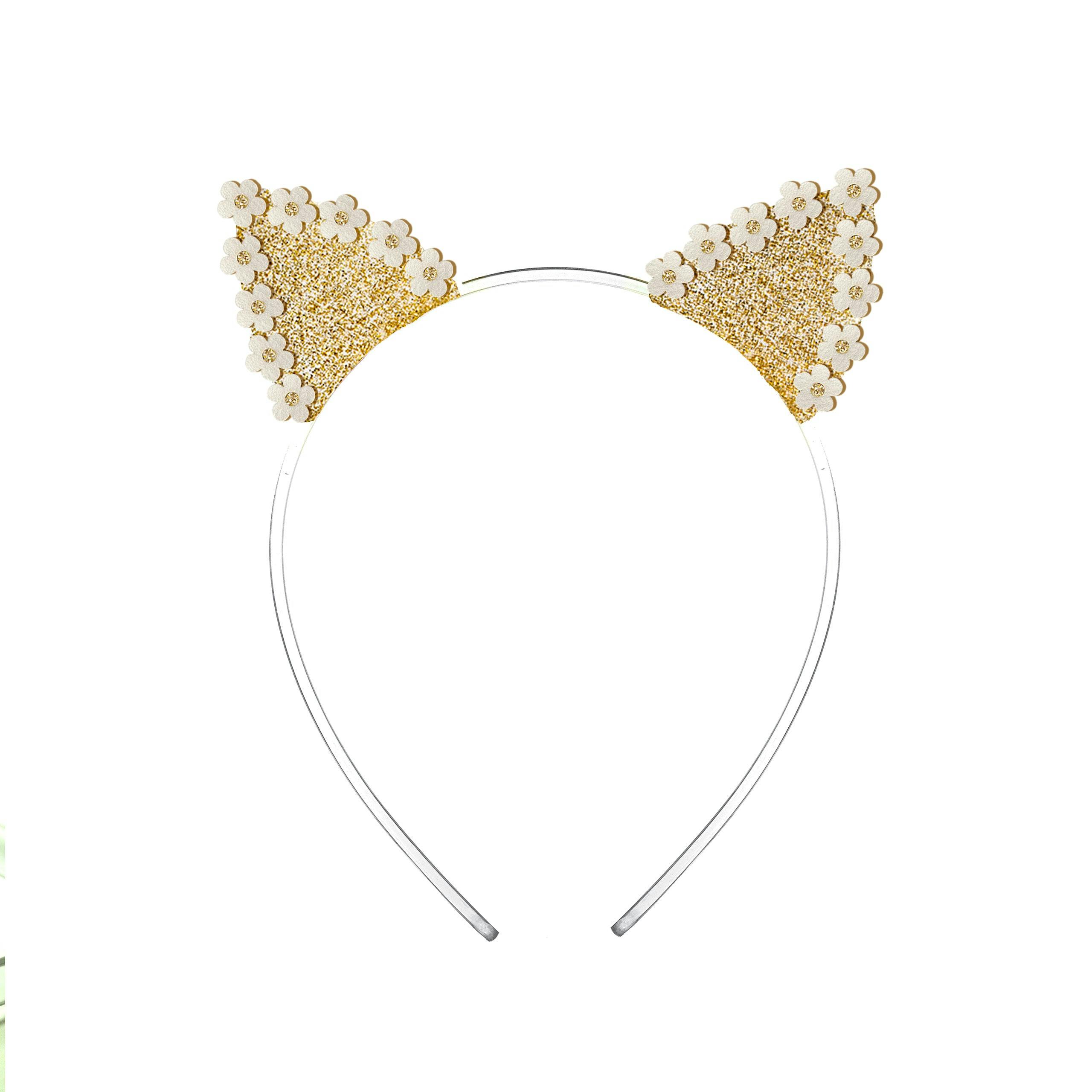 Daisy Cat Ears Glitter Gold Headband