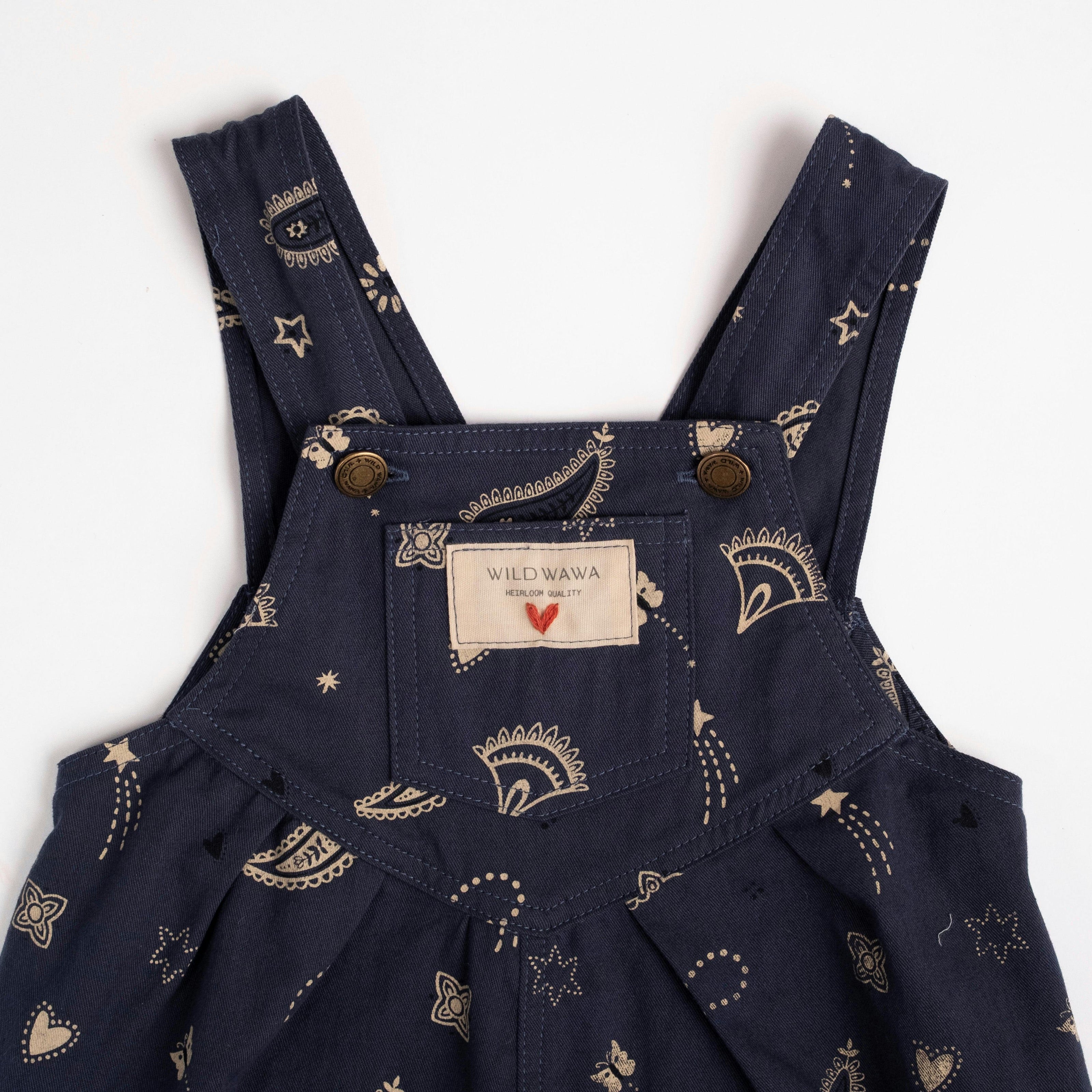 Overall Romper in Midnight Bandana