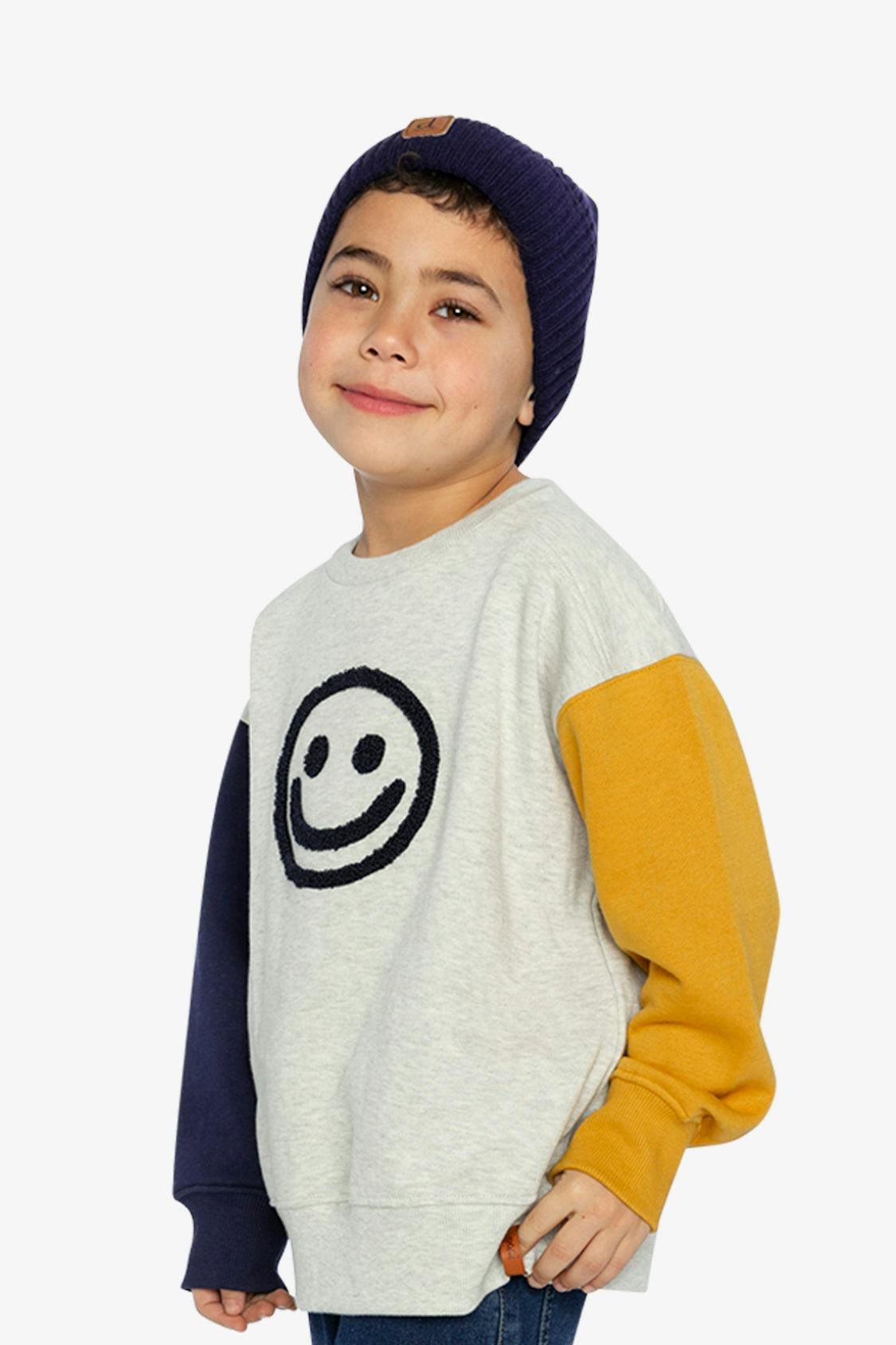Fleece Sweatshirt Heather Grey, Yellow And Blue