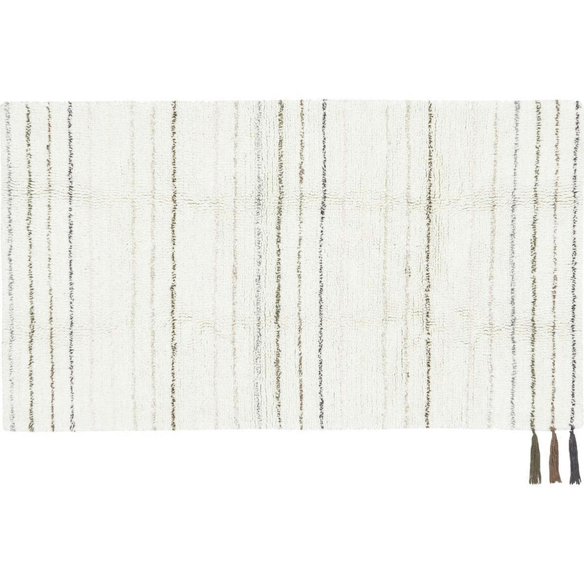 Aron Small Rectangular Woolable Rug With Tri-Color Tassels