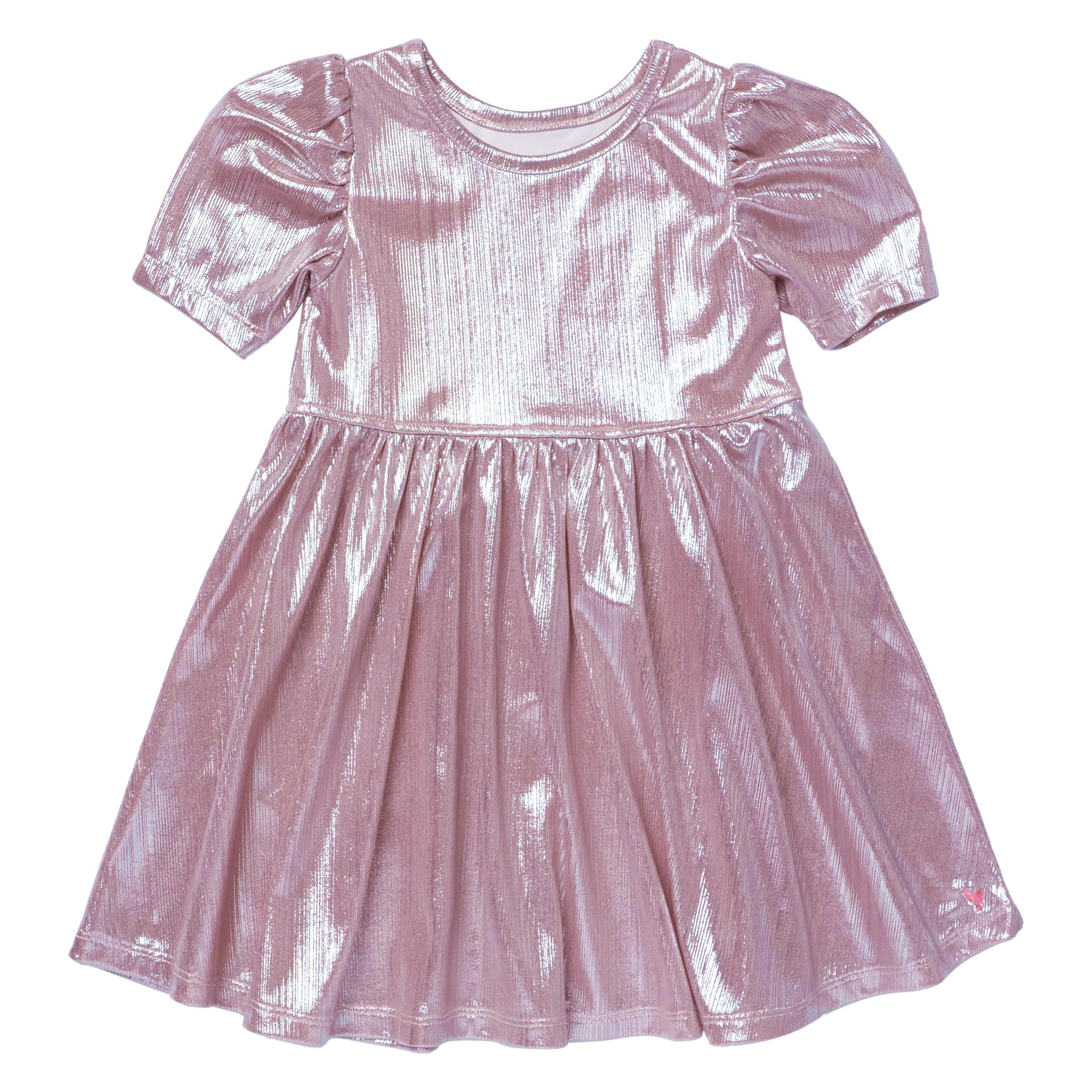 Girls Lame Laurie Dress - Glitter Pink
