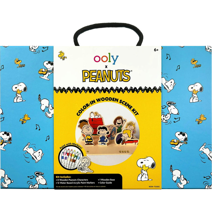 OOLY x Peanuts Color-In Wooden Scene Kit - 12 Paint Markers