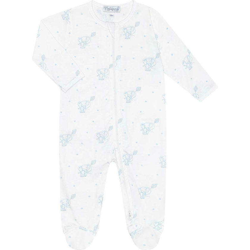 Blue Elephant Zipper Footie