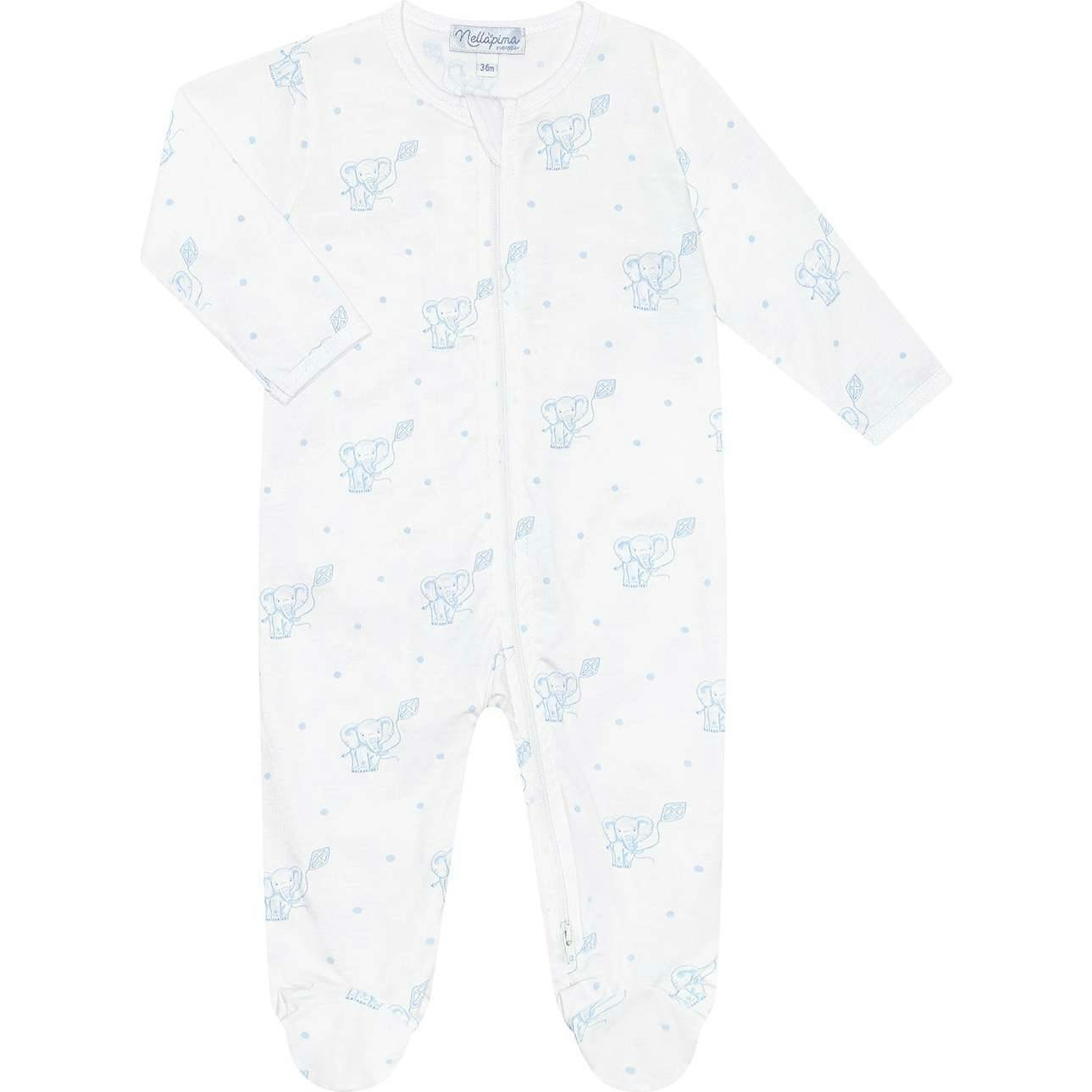 Blue Elephant Zipper Footie