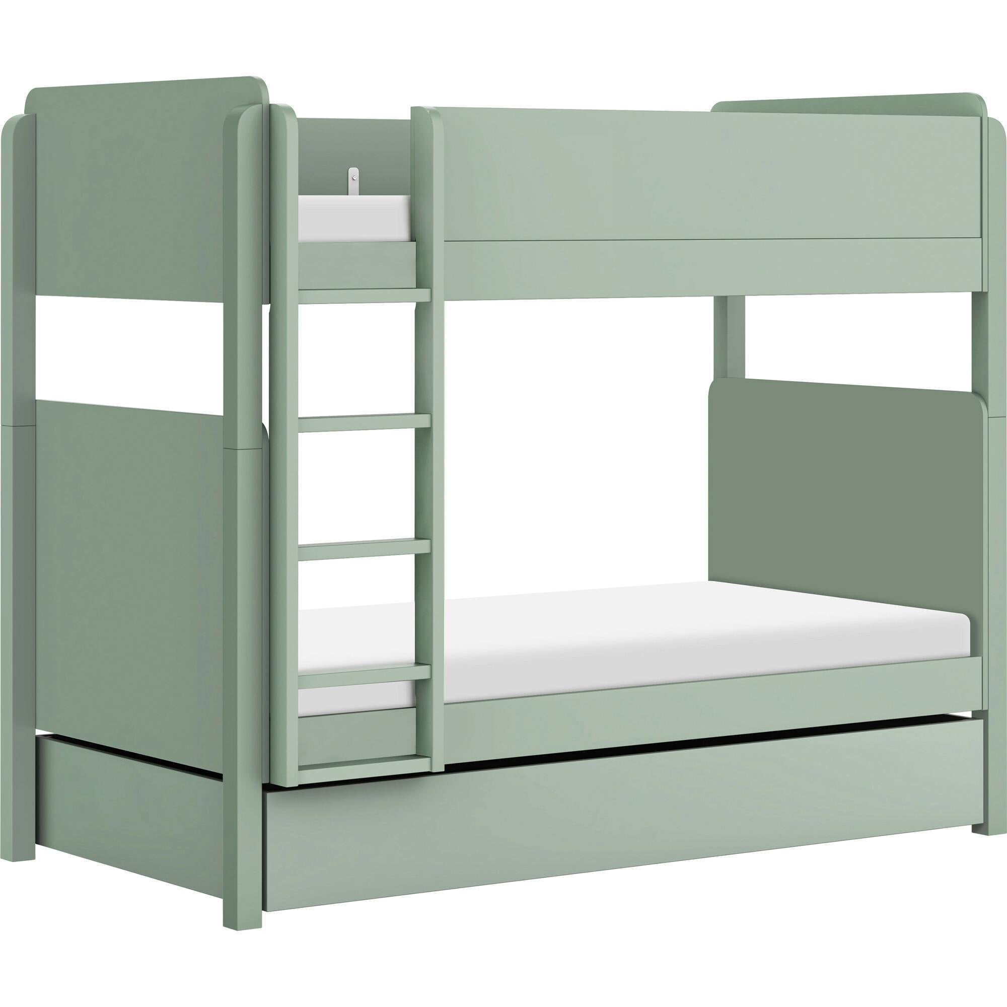 Universal Twin Storage Trundle Bed in Light Sage
