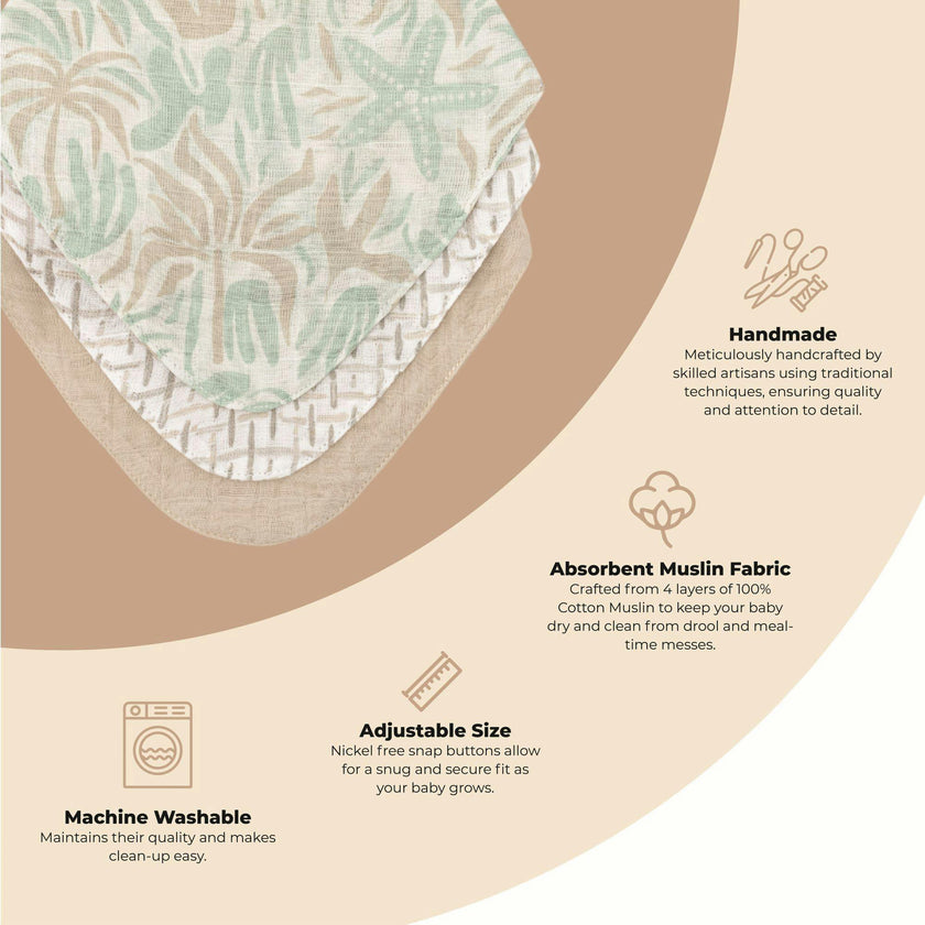 Cove 3-pc. Muslin Baby Bib Set (Beach Life)