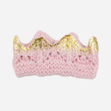 Aiden Hand-Knit Crown, Pink with Gold