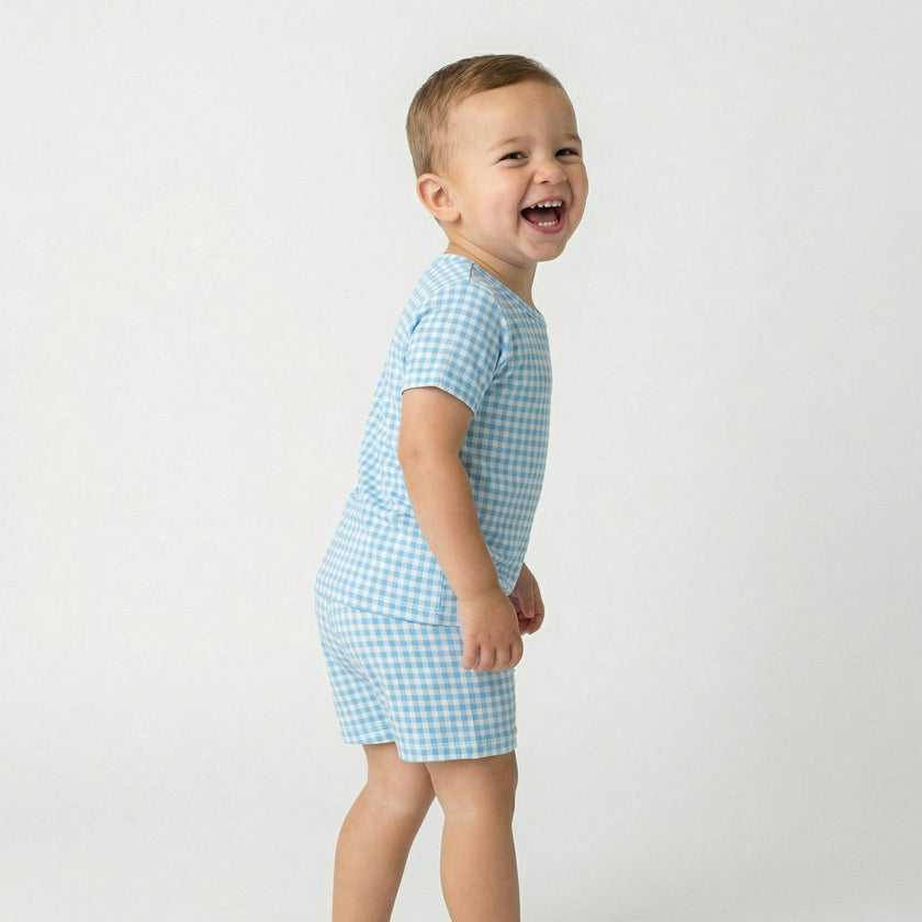 Harbor Gingham Short Sleeve & Shorts Bamboo Toddler Pajama Set