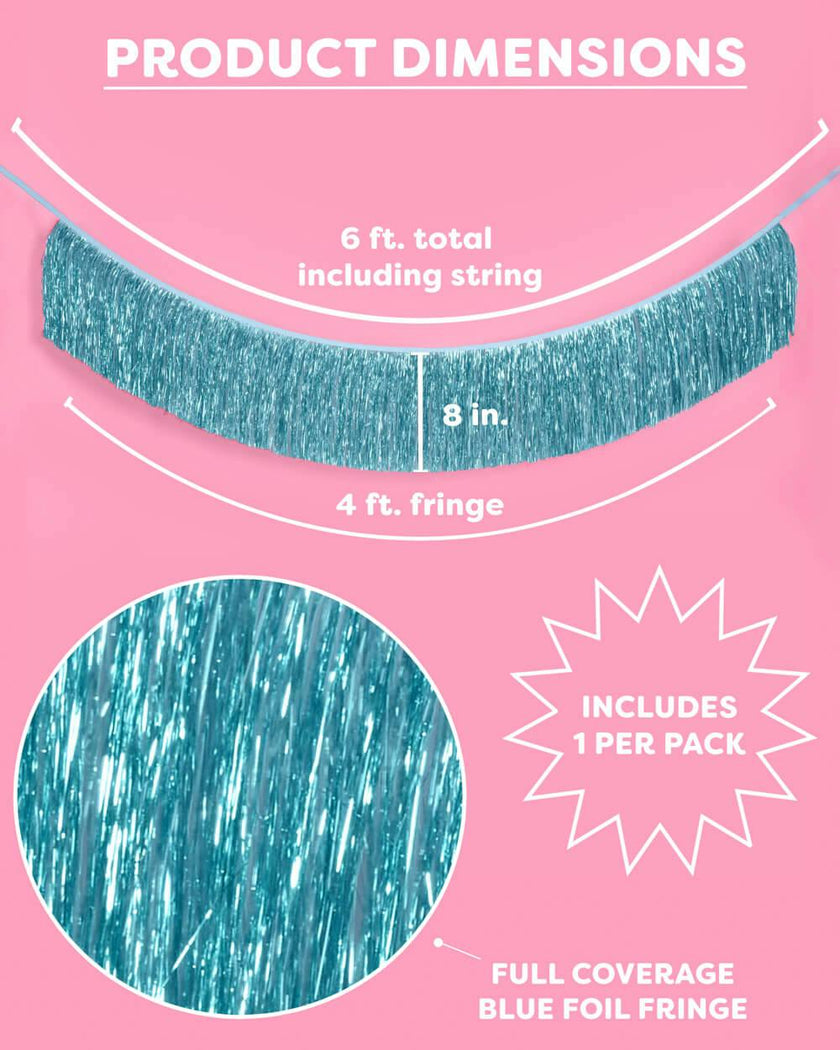 Aquamarine Fringe - blue foil banner