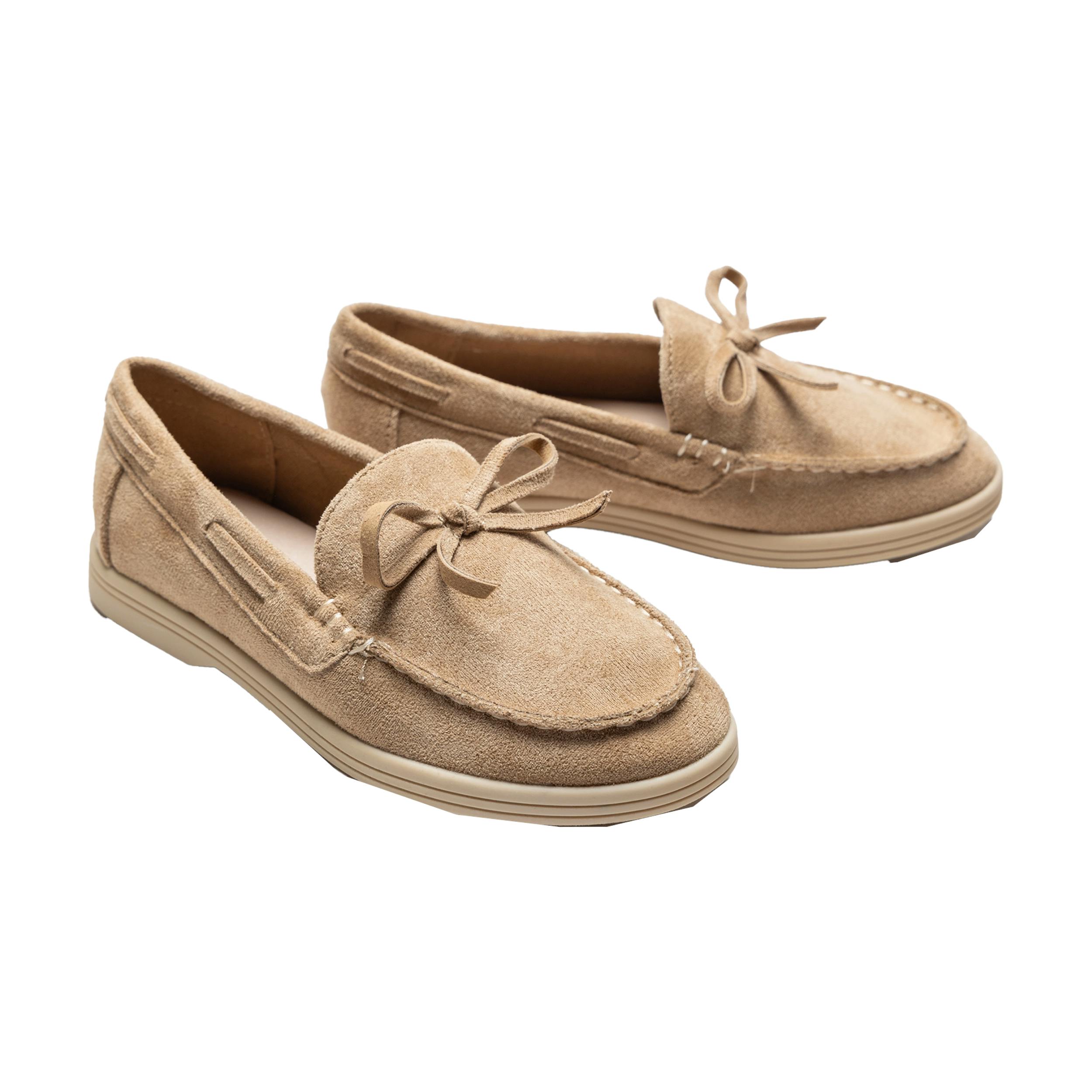 Beige Suede Formal Laced Loafers