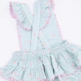 Tiny Cherry Stripe - Ric Rac Ruffle Sunsuit