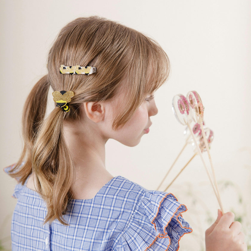 Bees Kind and Pink Bow Hair Clips -SPR