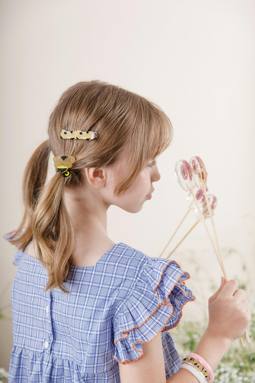Bees Kind and Pink Bow Hair Clips -SPR