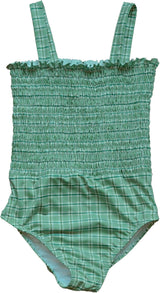Tessa Smocked One Piece in Apple Check