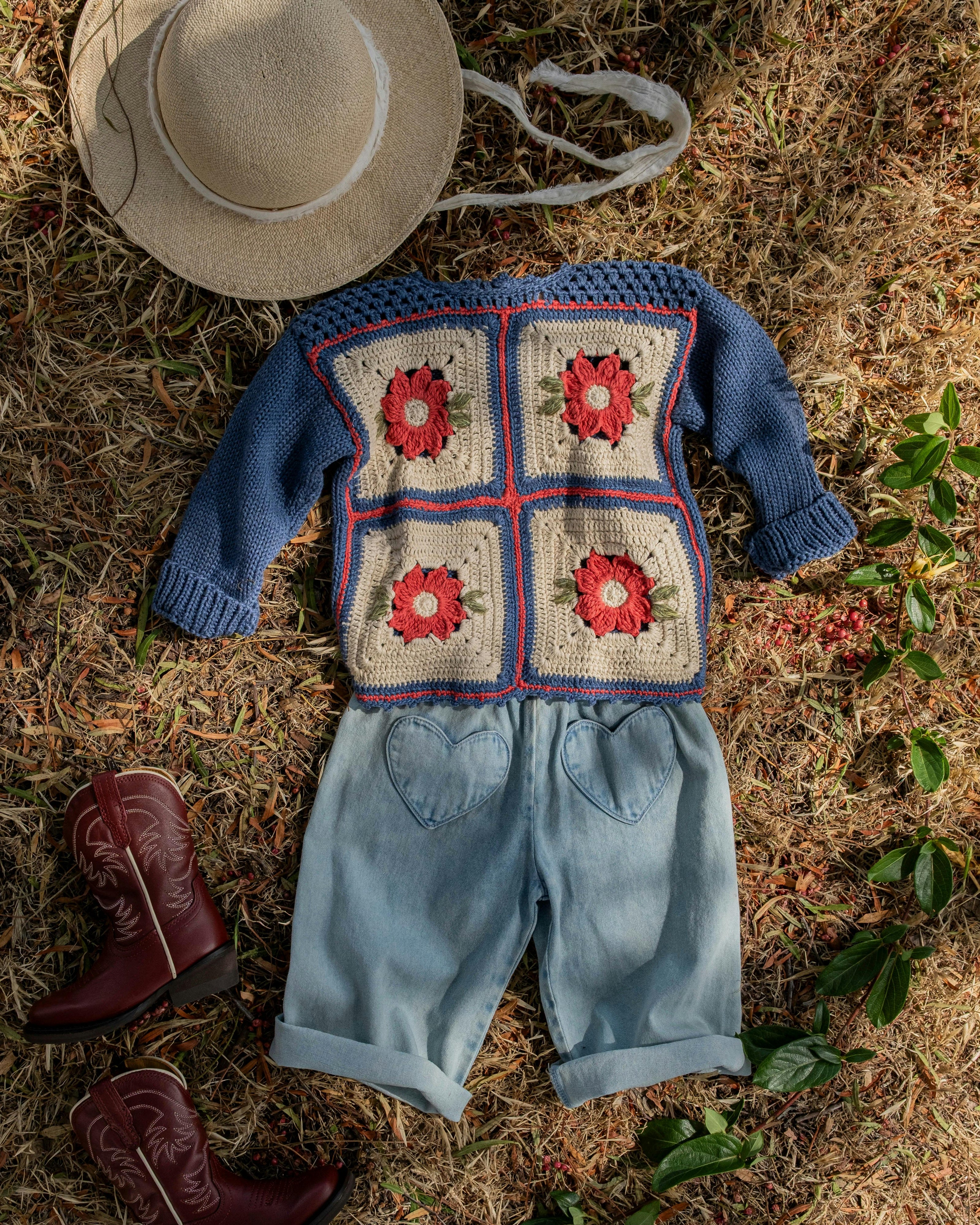 Patchwork Sweater in Wildberry Denim