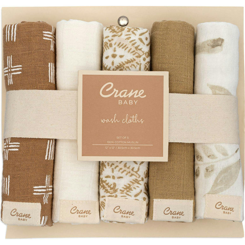 Kendi 5-pc. Cotton Baby Washcloth Set (Safari Animal)