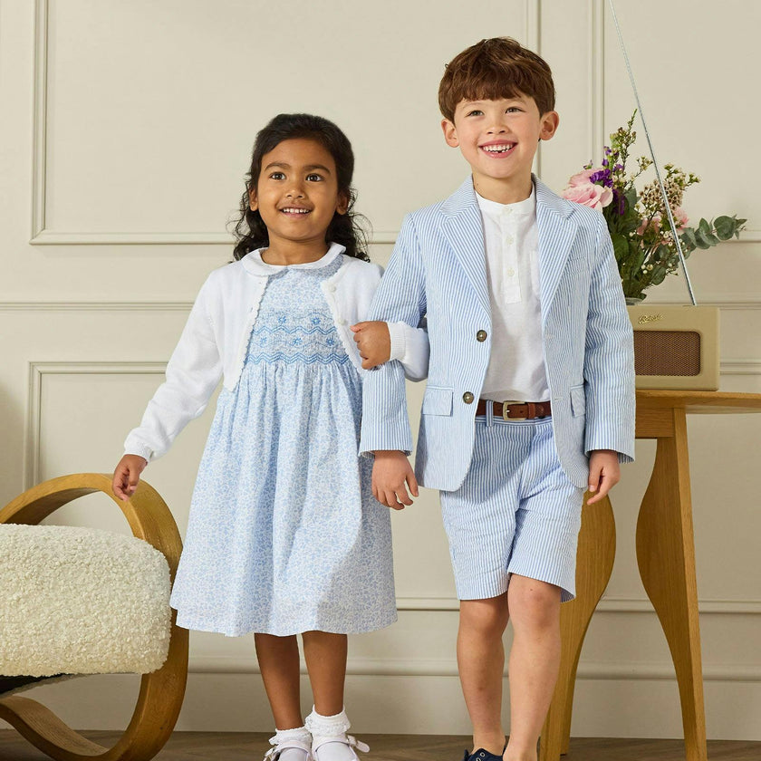 Theo Tailored Shorts in Blue Stripe