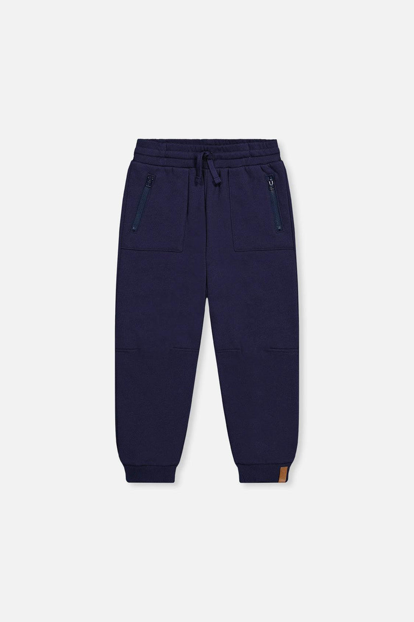 Fleece Sweatpants with Pockets Dark Blue