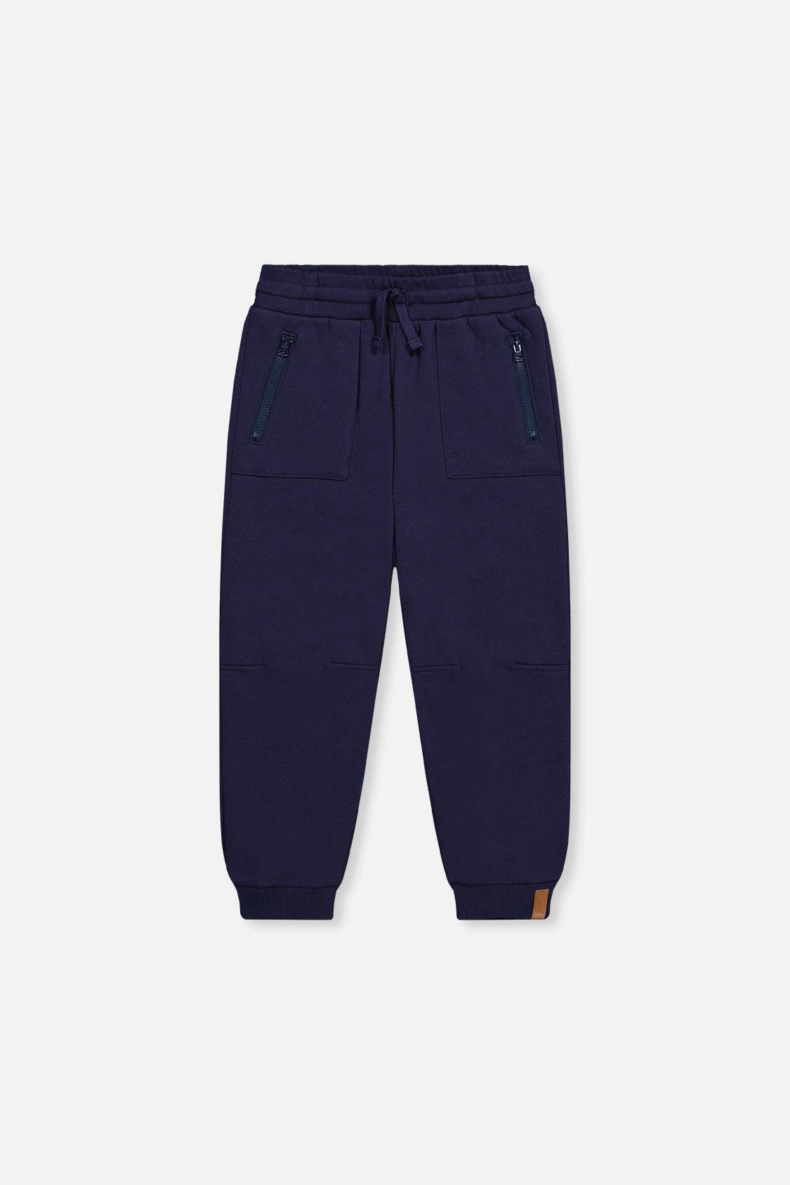 Fleece Sweatpants with Pockets Dark Blue